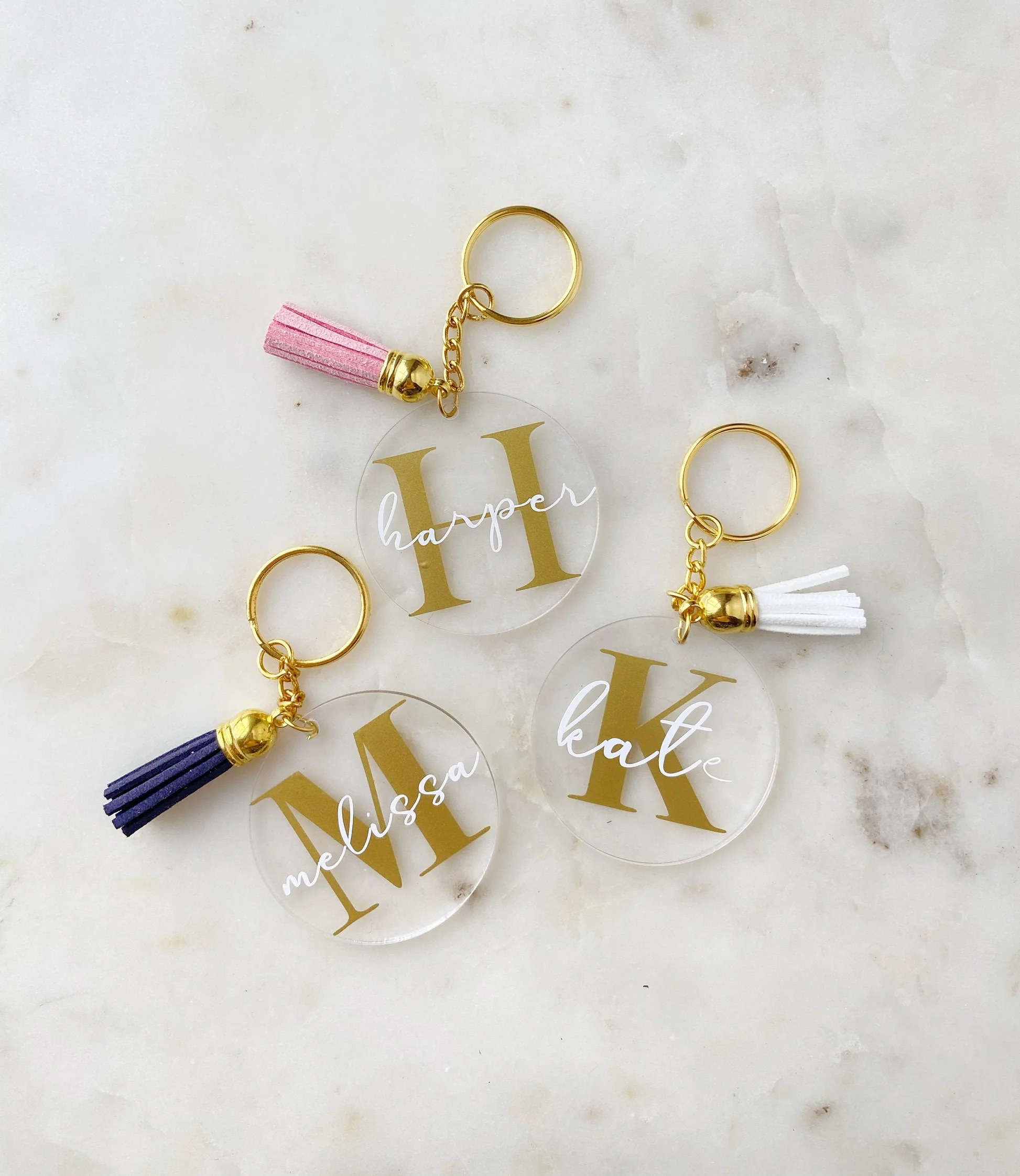 Strike Custom Initial Acrylic Keychain with Tassel