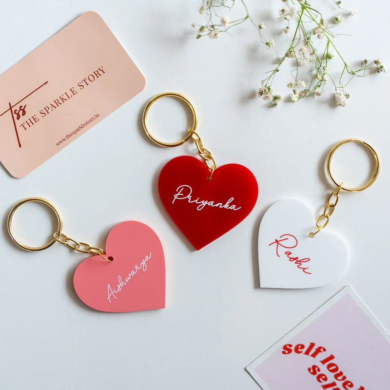 Personalized Heart Acrylic Name Keychain
