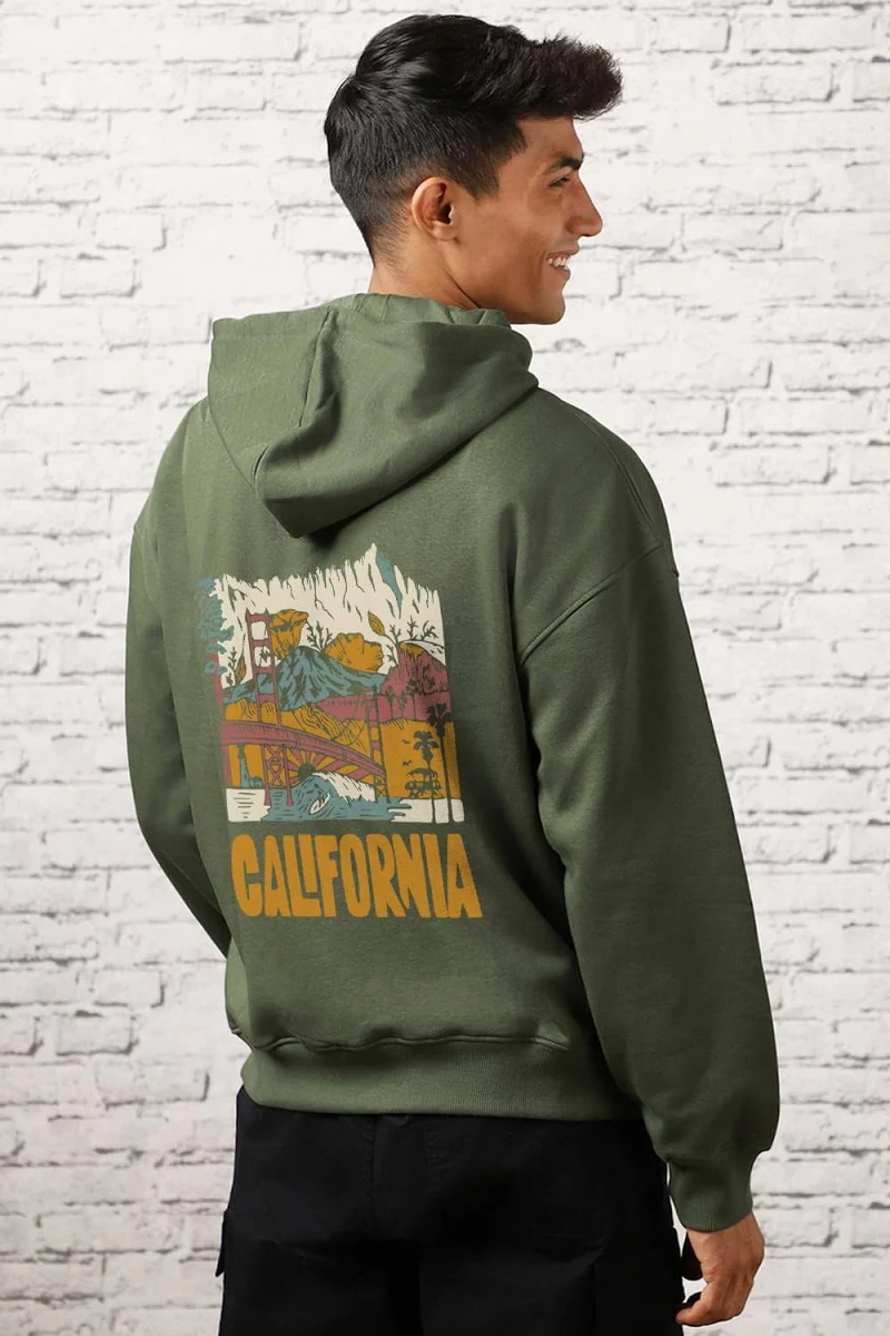 Men’s Olive Green California Printed Hoodie