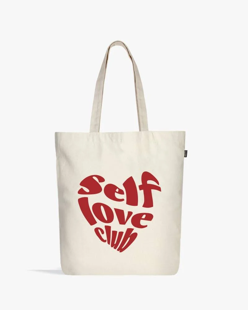 Self Love Club Cotton Tote Bag – Eco-Friendly Shopping & Daily Use Bag